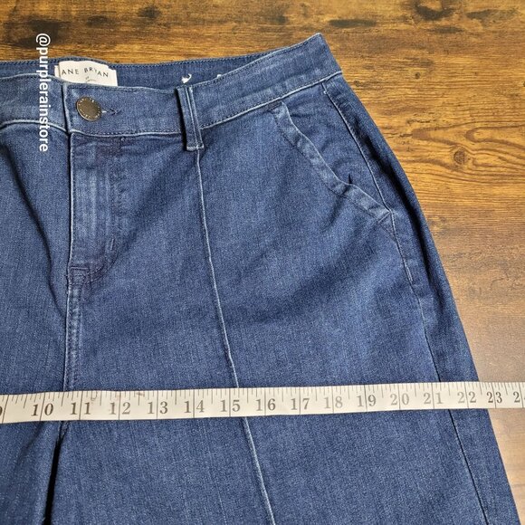 Lane Bryant Trouser Jeans 14 Wide Leg High Rise Medium Dark Wash Stretch Denim - Picture 8 of 13